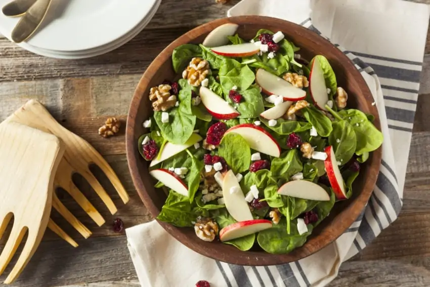 Homemade Autumn Apple Walnut Spinach Salad